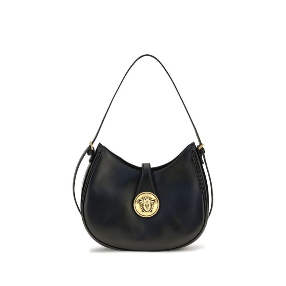 Versace Black Calf Leather Bos Taurus Shoulder Women's Bag